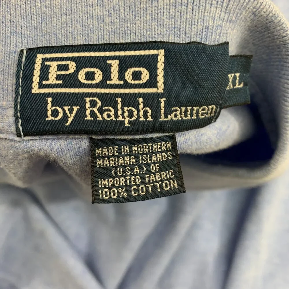 Polo Ralph Lauren Polo Shirt Mens XL Heathered Blue Soft Cotton Green Pony